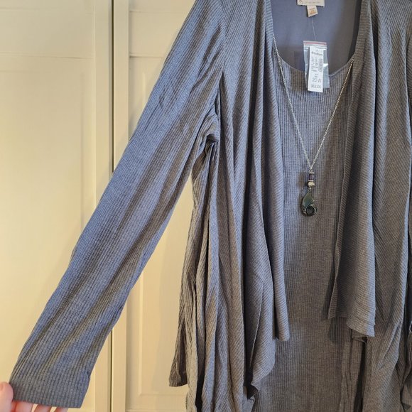 NWT Dressbarn Women's Gray Tiered Sweater Dress - Picture 6 of 7